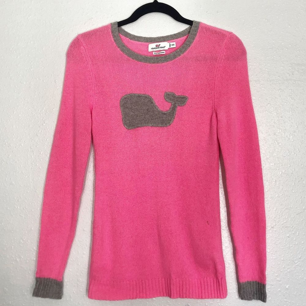Vineyard Vines Pink Cashmere Knit Logo Sweater XXS
